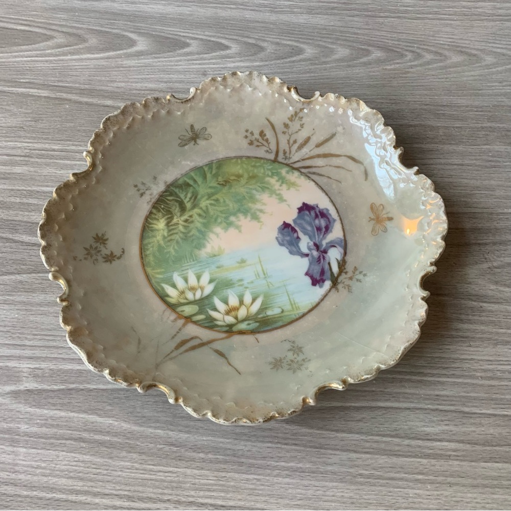 Antique Rosenthal MonbiJou Plate, R.C. MonbiJou Bavaria Ruffled Edge, Water
